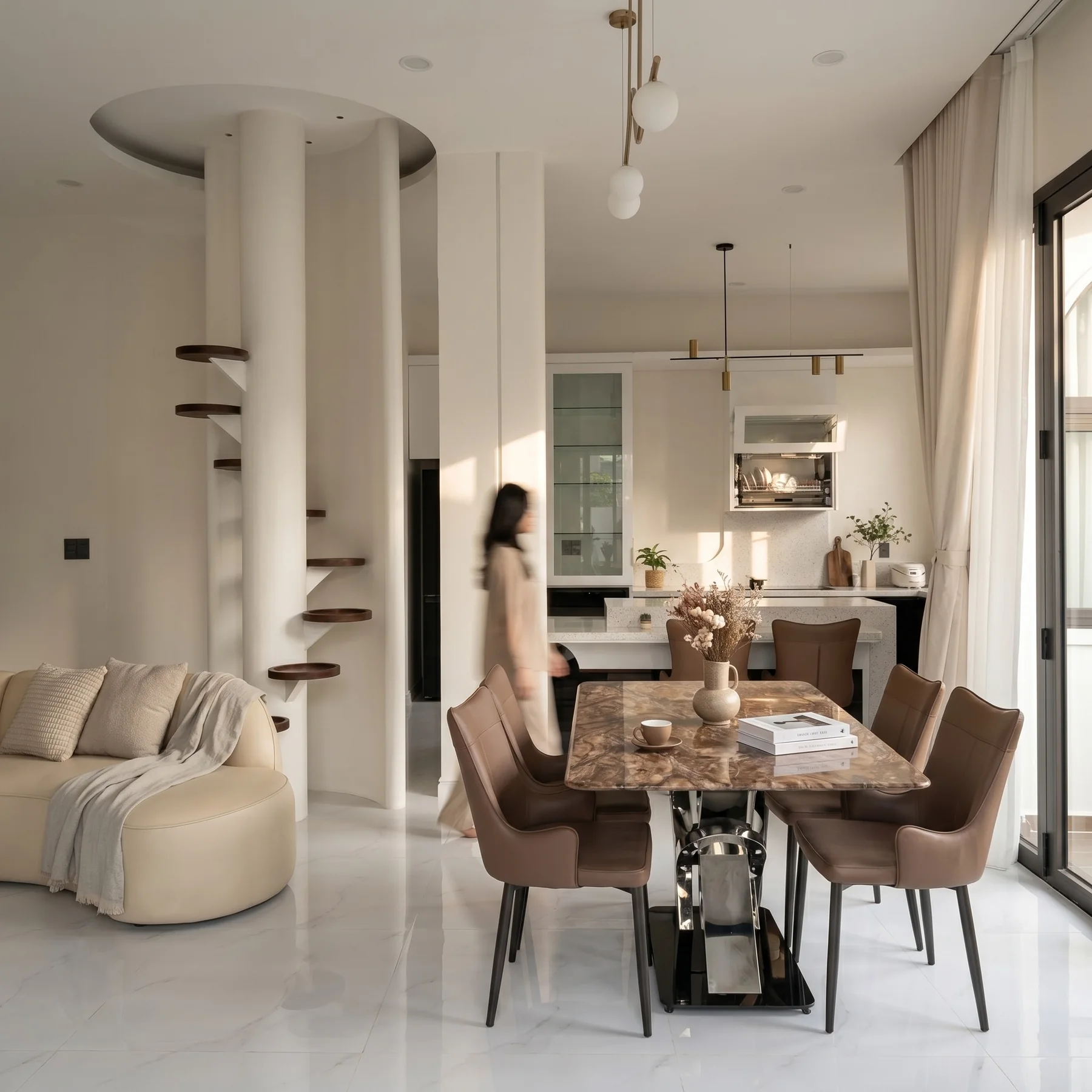 Biệt thự Tam Kỳ — Liên kết phòng khách và bàn ăn