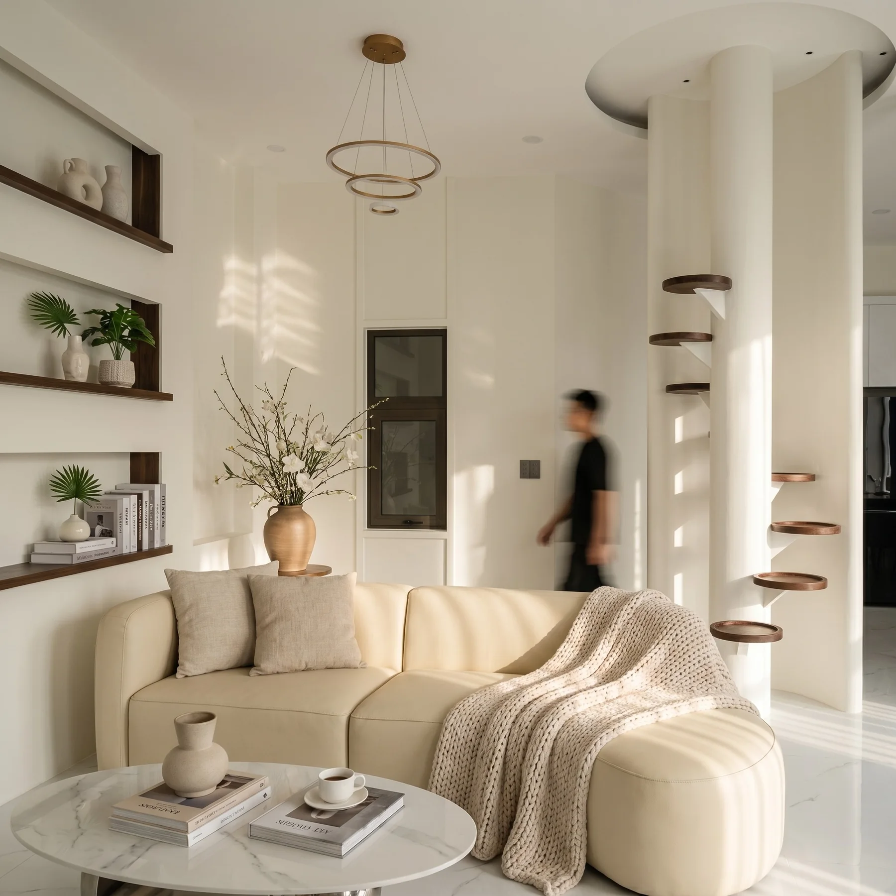 Biệt thự Tam Kỳ — Phòng khách và chi tiết cột cong