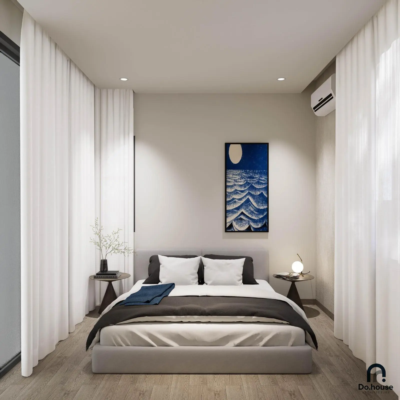 Thiết kế 3D phòng ngủ sáng màu